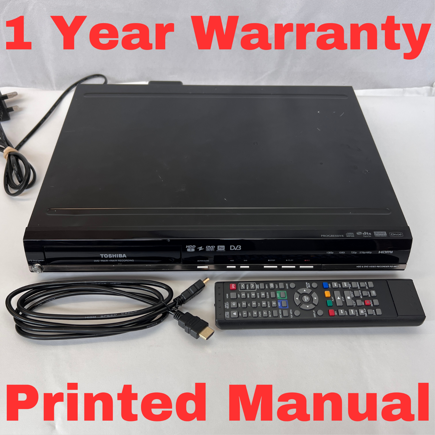Toshiba RD-88DT DVD Recorder 1080p 160GB Hard Drive Black with Remote + Cable