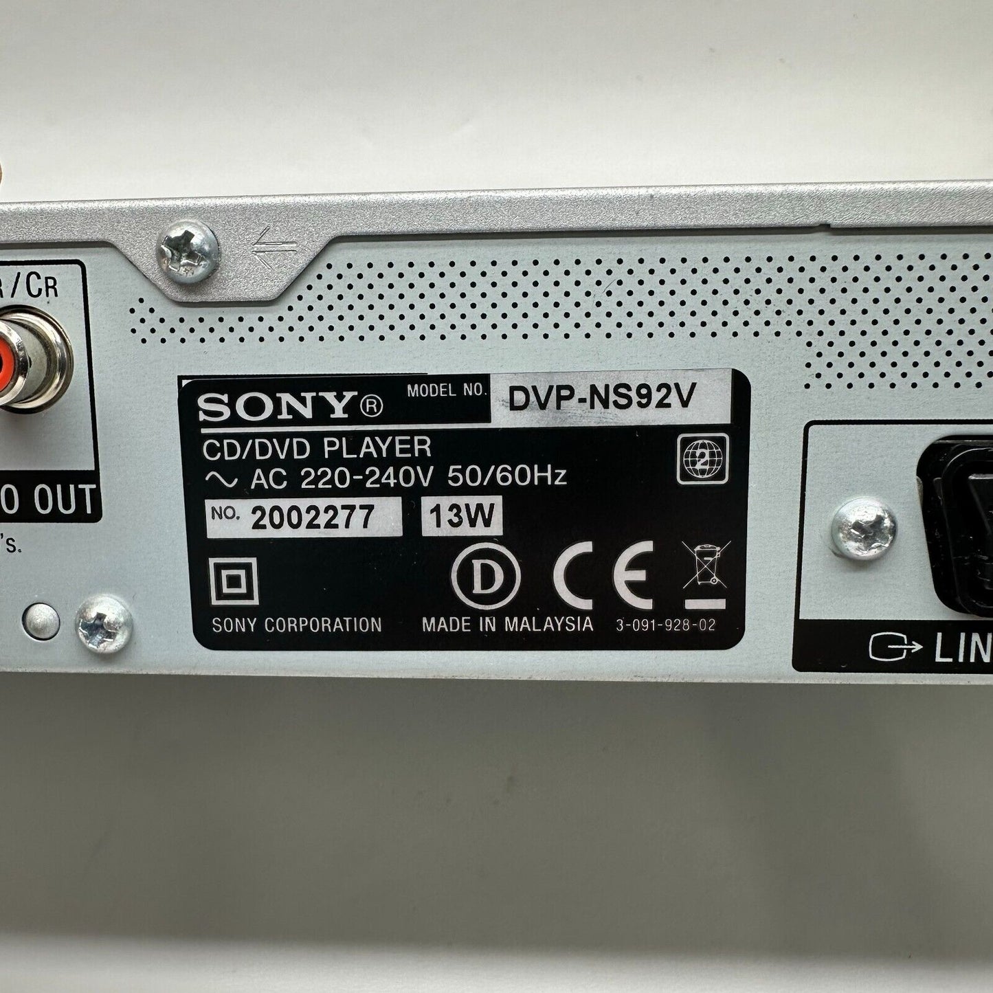 Sony DVP-NS92V CD/DVD Player, Black Tested Working with Remote + Cables