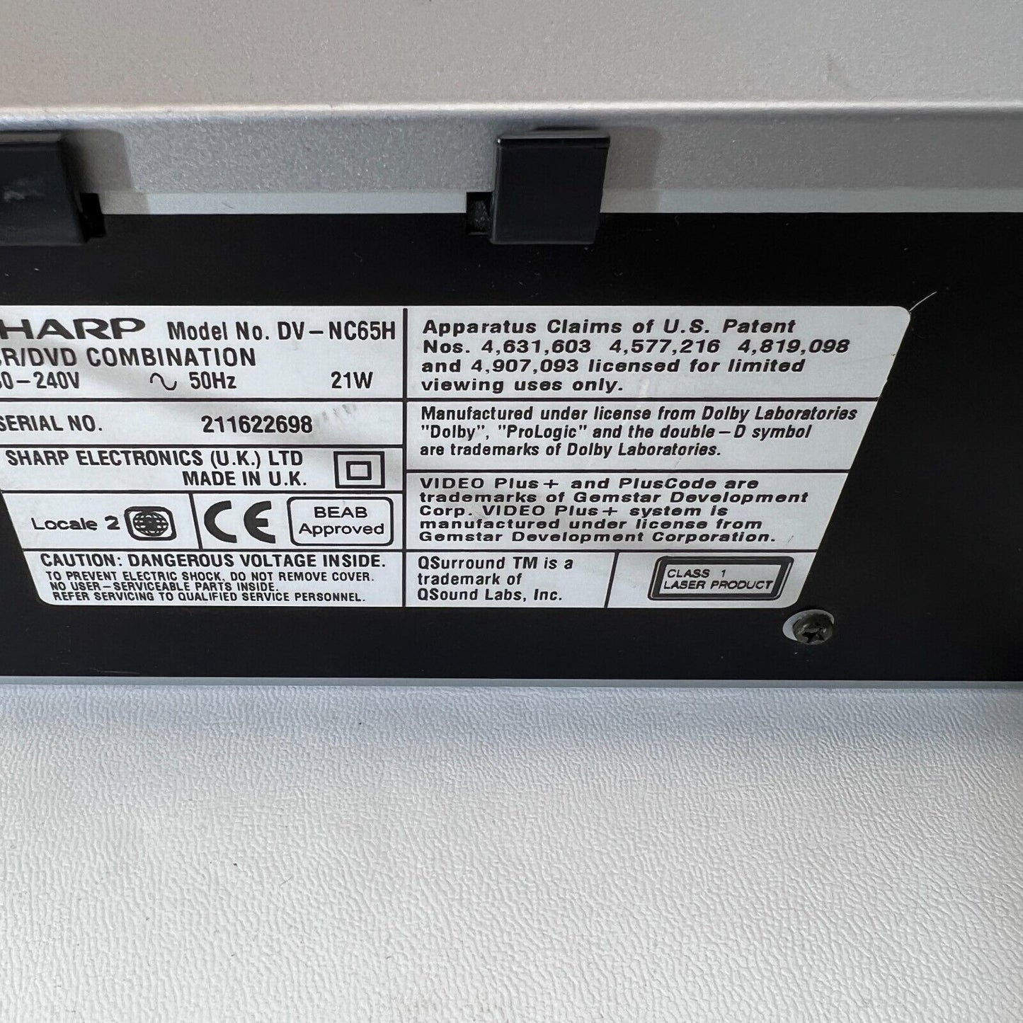 Sharp DV-NC65H VCR Recorder VHS DVD Player w/Remote + Cable + NTSC/PAL Converter