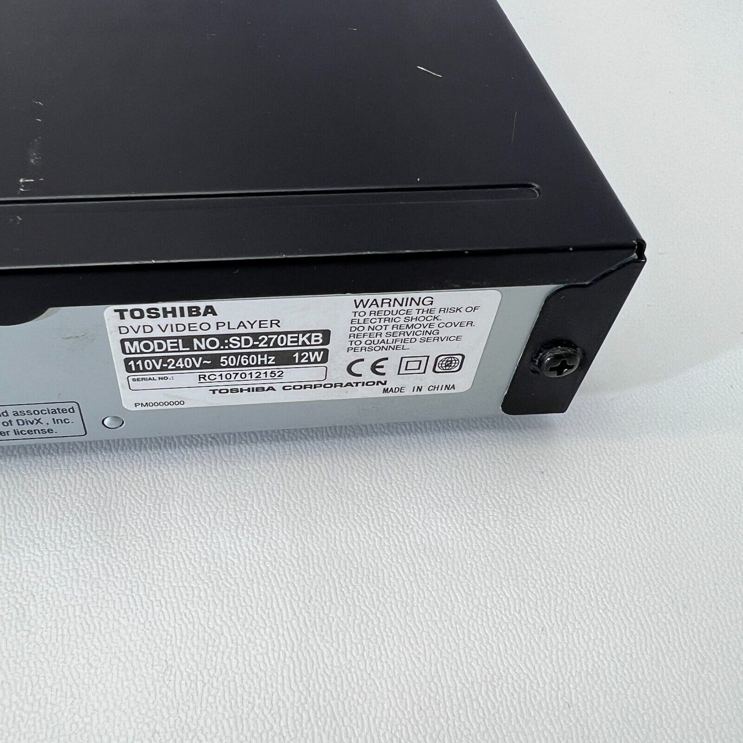 Toshiba SD-270EKB DVD Player SCART Black w/ Remote NTSC/PAL Converter