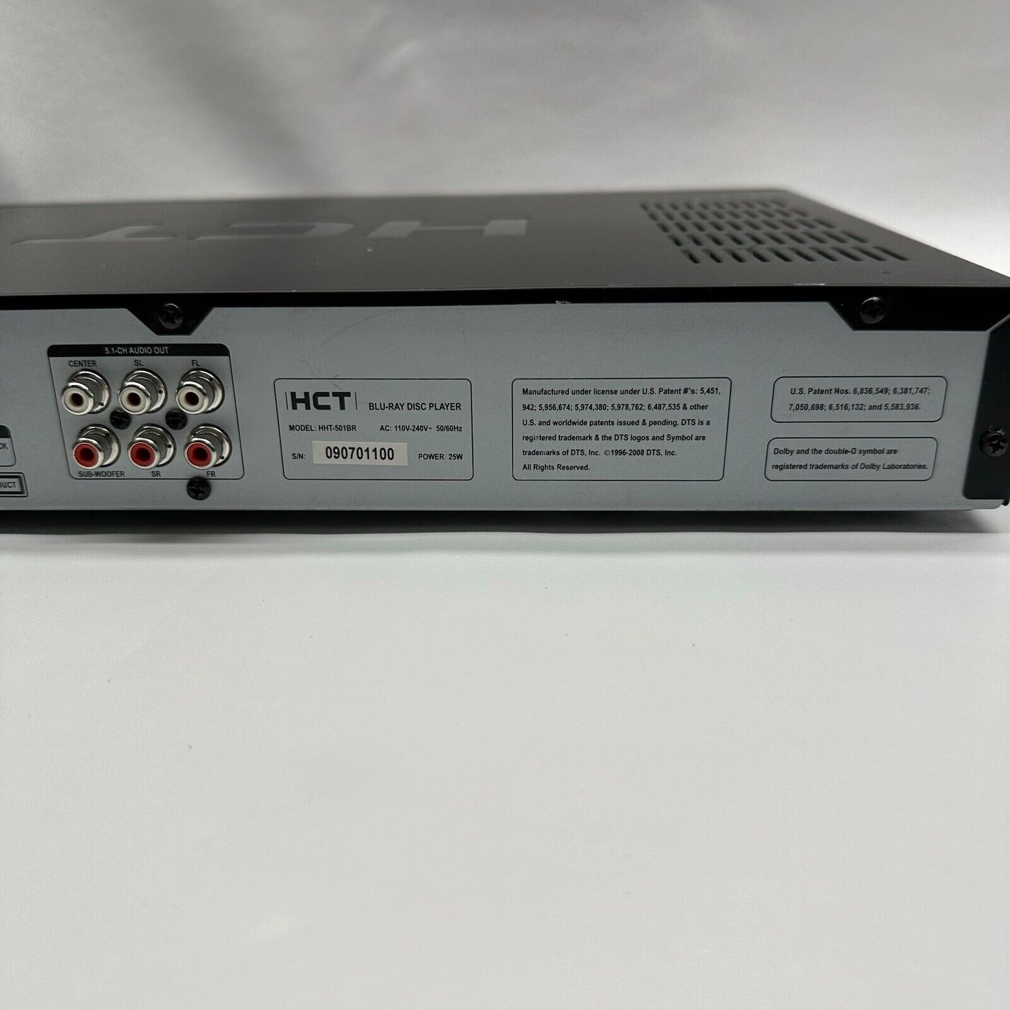 HCT HHT-501BR Blue Ray DVD Player Dolby Digital HDMI Java with Remote + Cables
