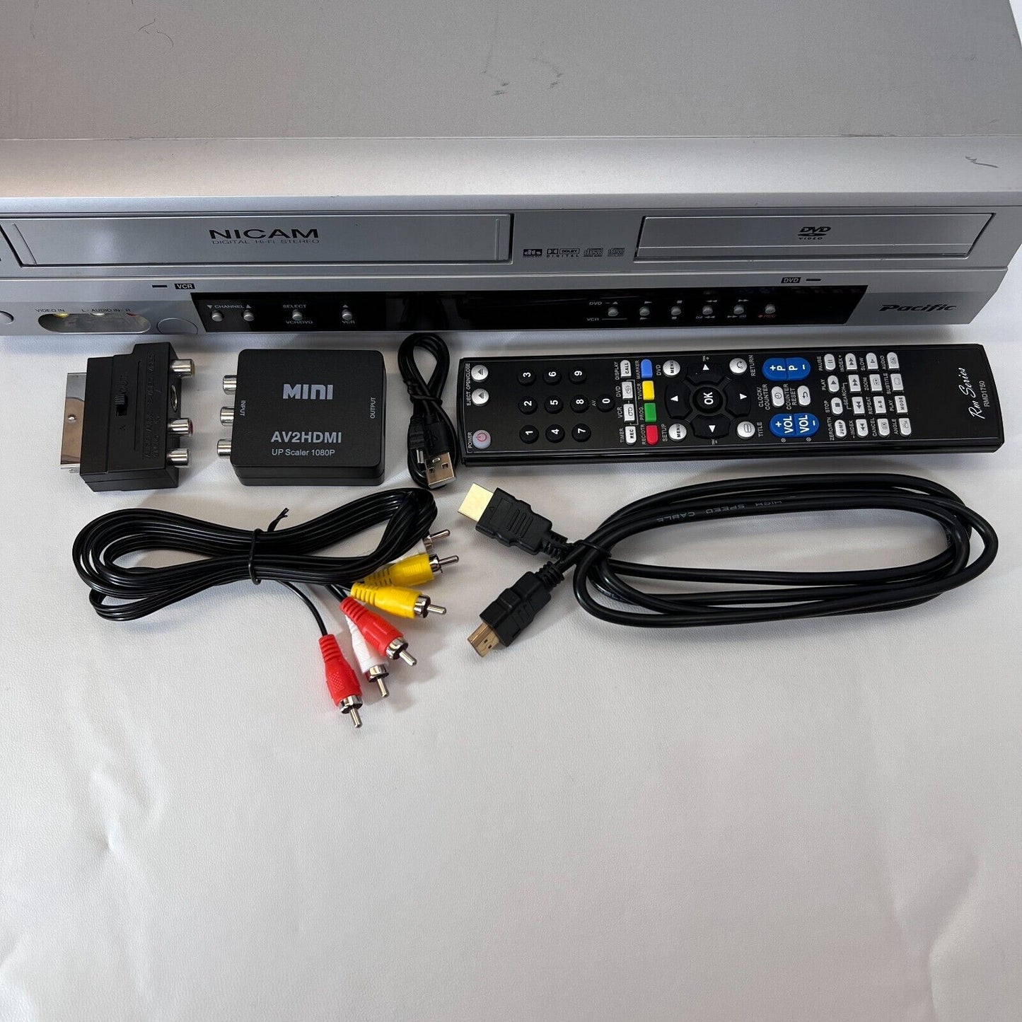 Pacific PDV-5000 DVD VHS Combo Player Nicam Digital Hi Fi Stereo with Remote