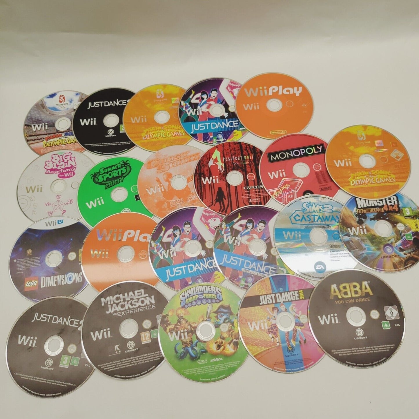 Nintendo Wii Game Bundle x 22 - Working - discs only just dance mario sonic