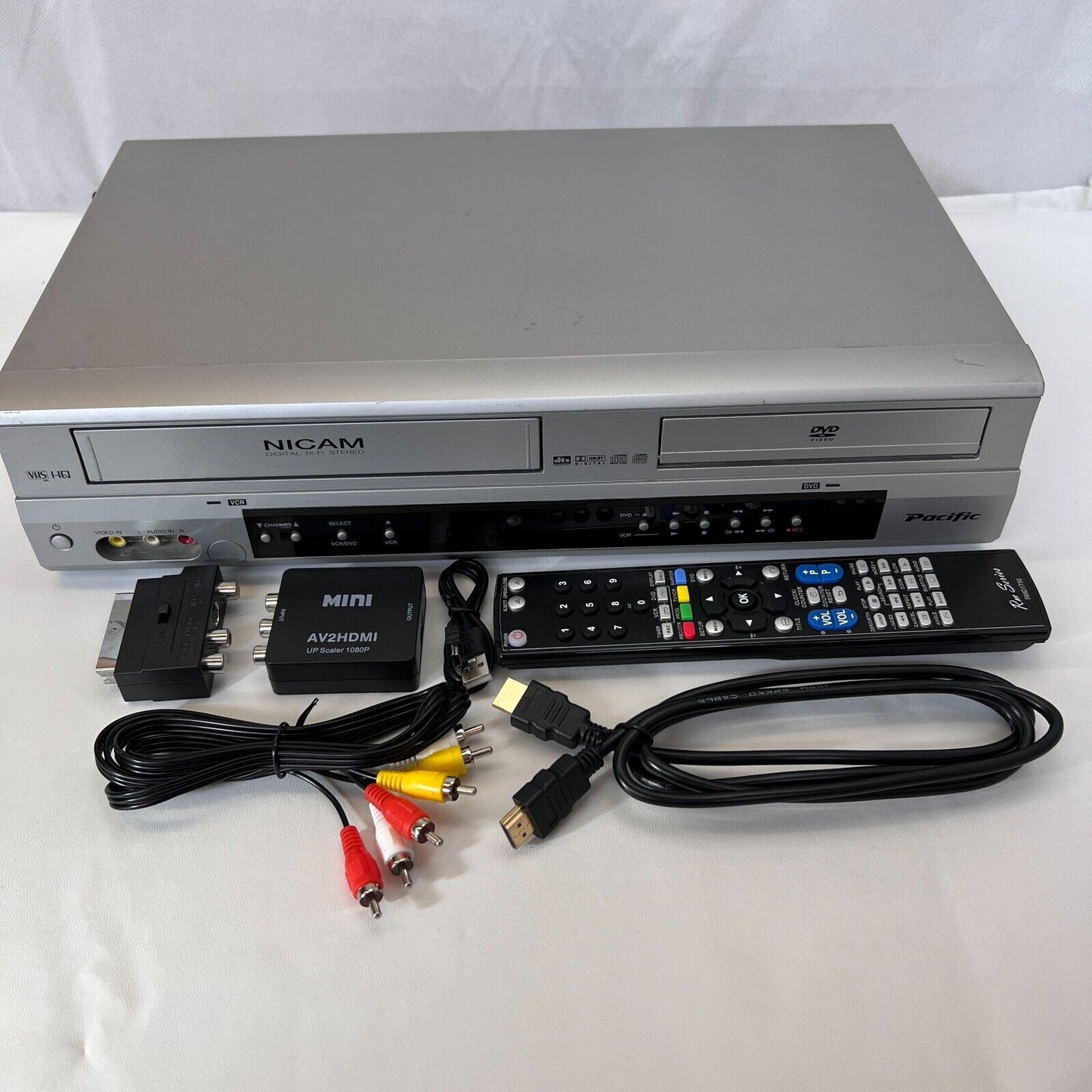 Pacific PDV-5000 DVD VHS Combo Player Nicam Digital Hi Fi Stereo with Remote