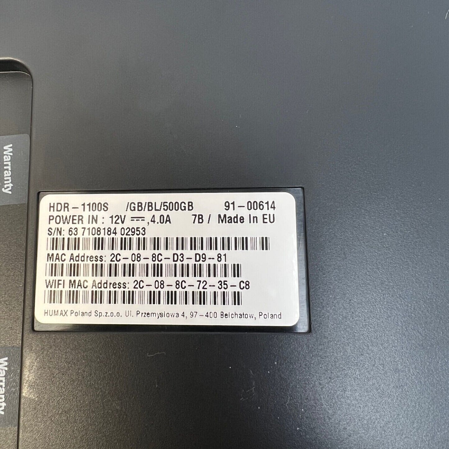 HUMAX HDR-1100S 500gb HDD Twin Tuner Freesat HD TV Smart Recorder WARRANTY