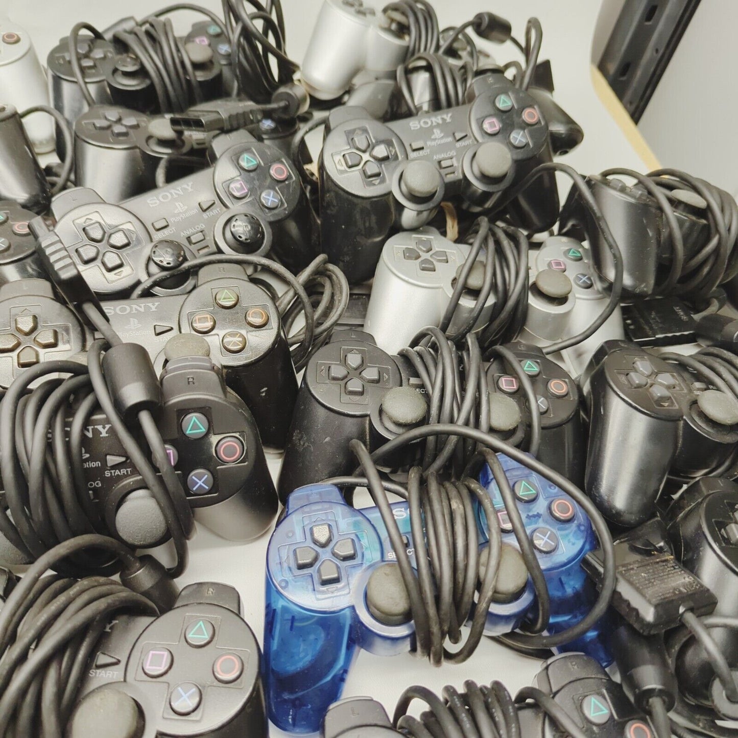 Faulty  - 38x  Genuine Playstation 2 ps2 Controllers Black Silver Job lot