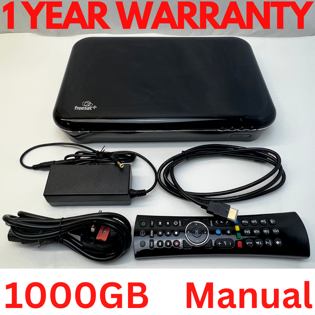 Humax HDR-1000S 1000GB 1TB Freesat Freetime HD TV Recorder Remote Manual 1 year