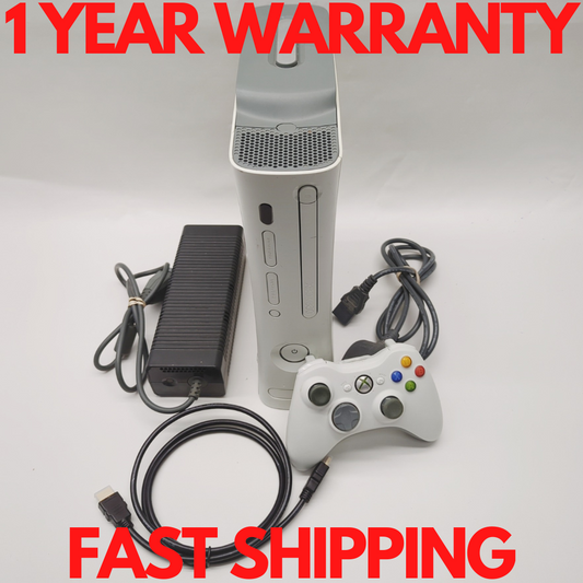 White Xbox 360 HDMI 60GB Console With Controller & Leads Warranty