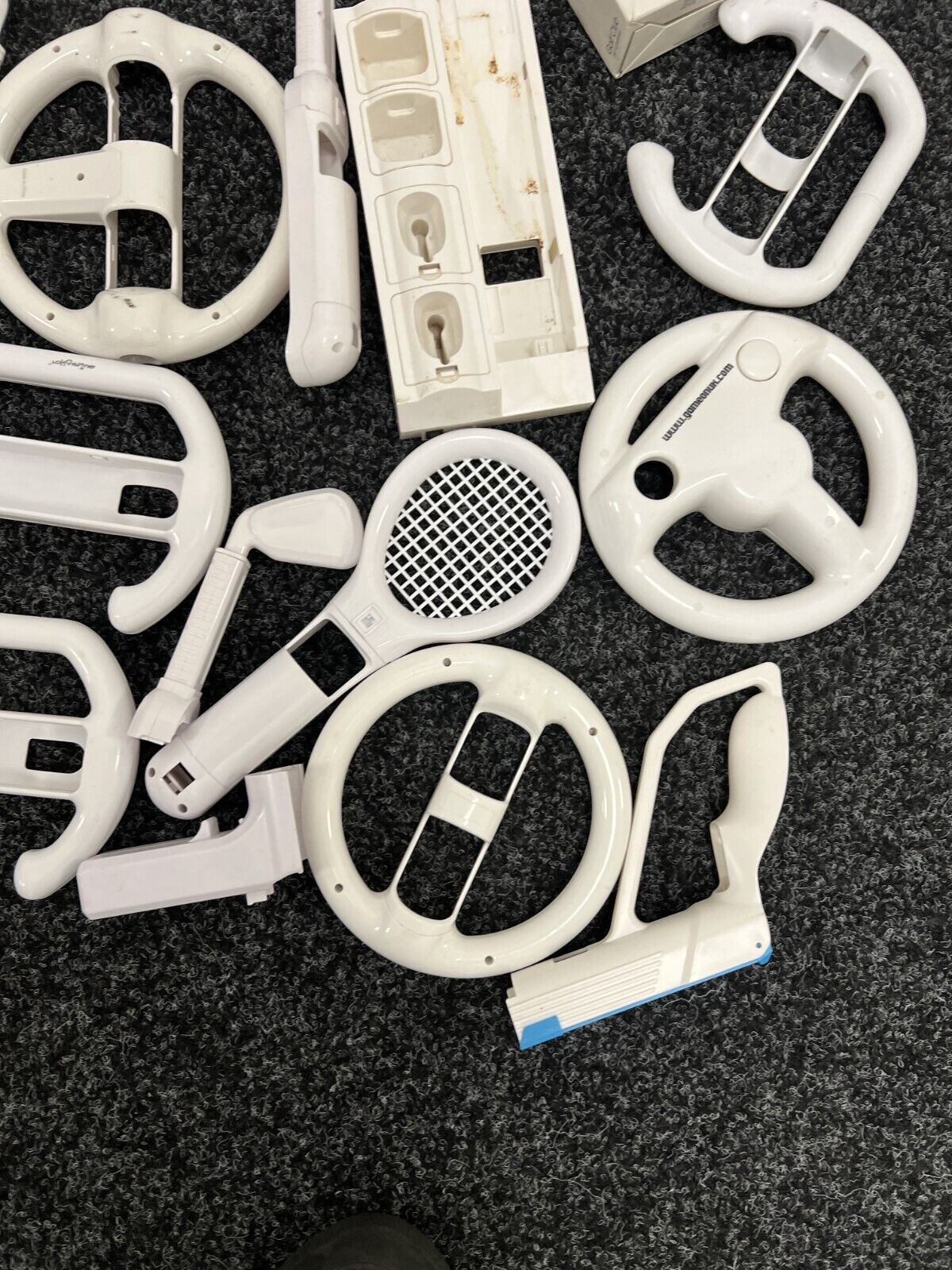 Nintendo Wii Accessories Bundle Steering Wheel, Tennis Racket, Gun Stand Dock