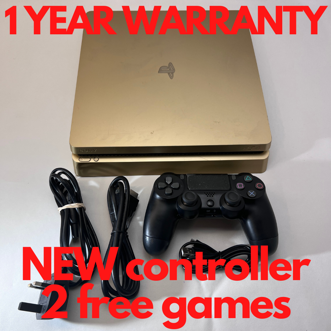 PS4 Playstation 4 SLIM - GOLD EDITION - With Controller 500GB Warranty Tested