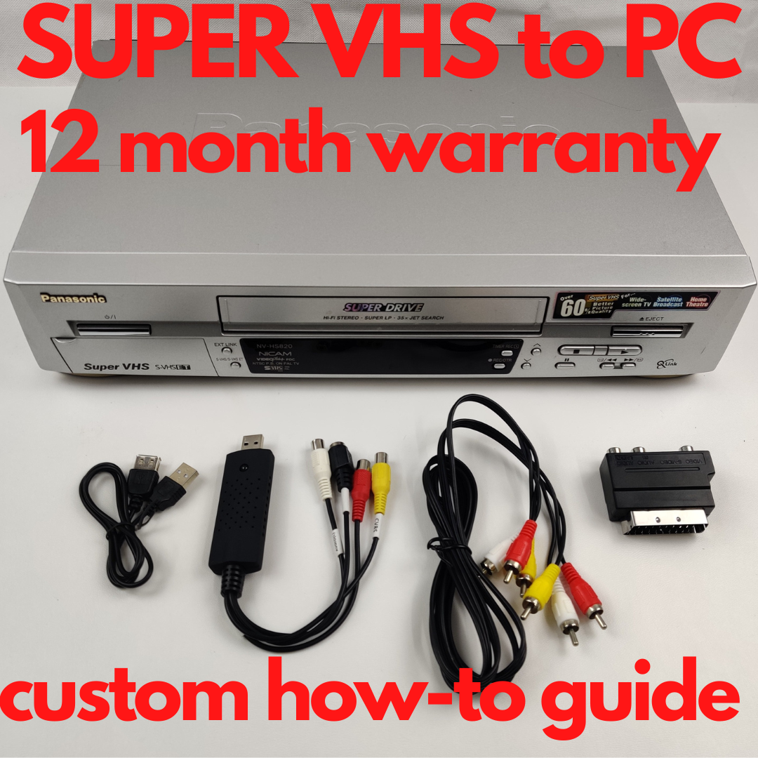 SUPER VHS Video Player / Recorder Kit Copy S VHS Tape To DVD, PC + VCR PLAYER