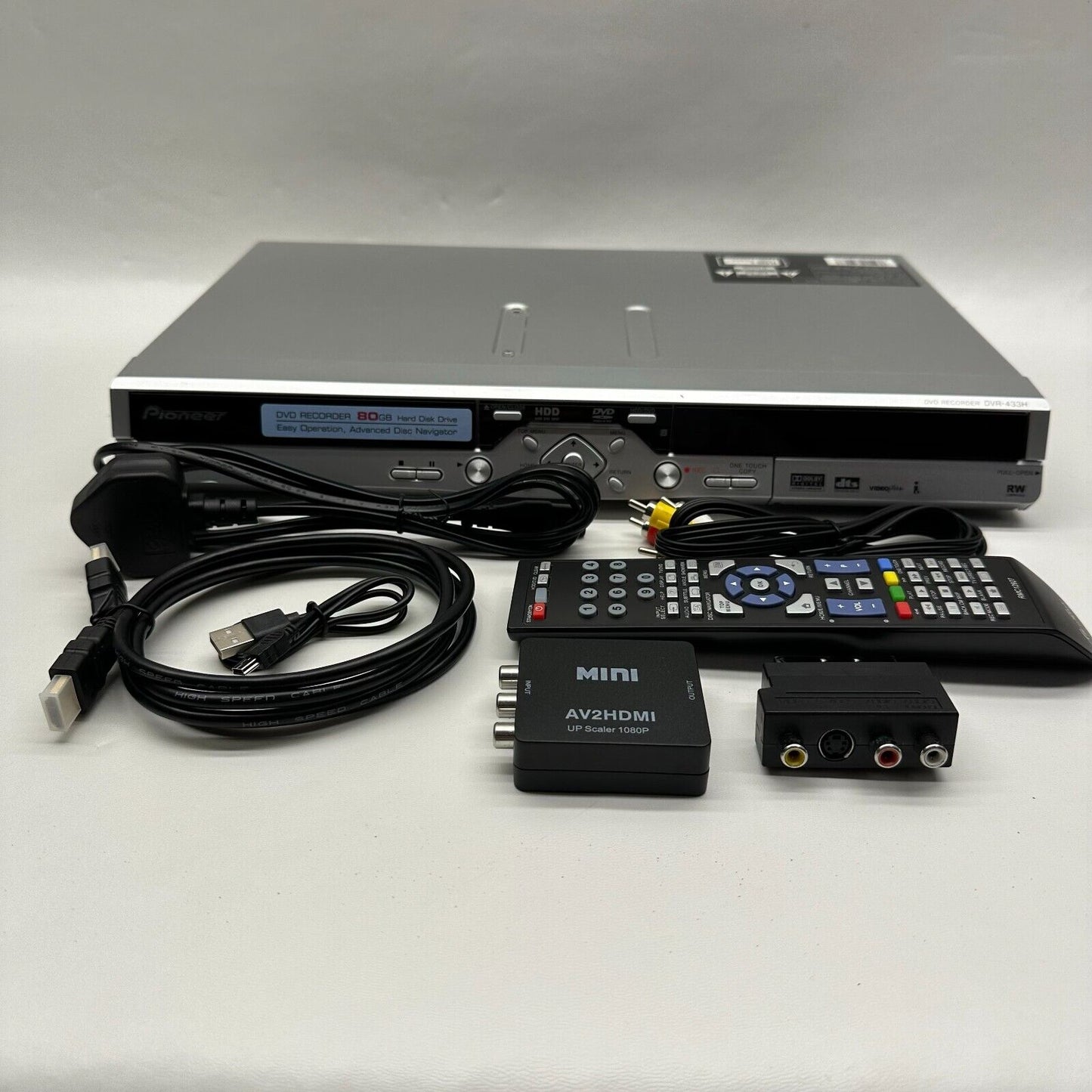 Pioneer DVR-433H-S Ultra slim DVD-R/DVD-RW Recorder with Remote av to hdmi kit