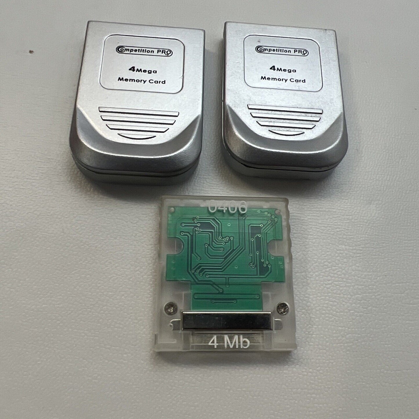 3x Nintendo GameCube 4MB Memory Card (59 Blocks) Silver Clear