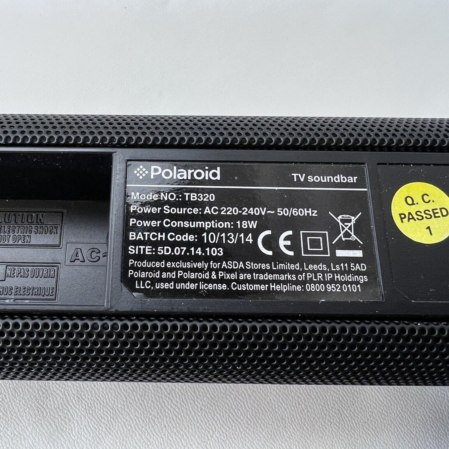 Polaroid TV Soundbar - Black TB320 Aux Input Power Cable