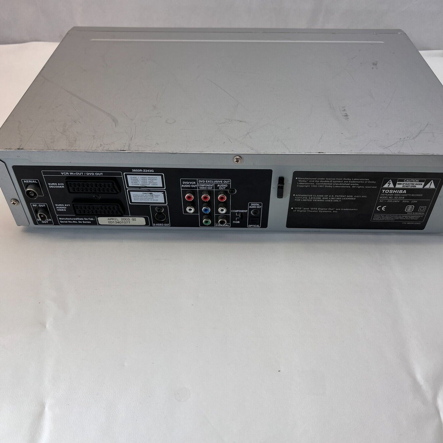 Toshiba SD 33VB DVD Video Player Video Cassette Recorder Remote Tested Working