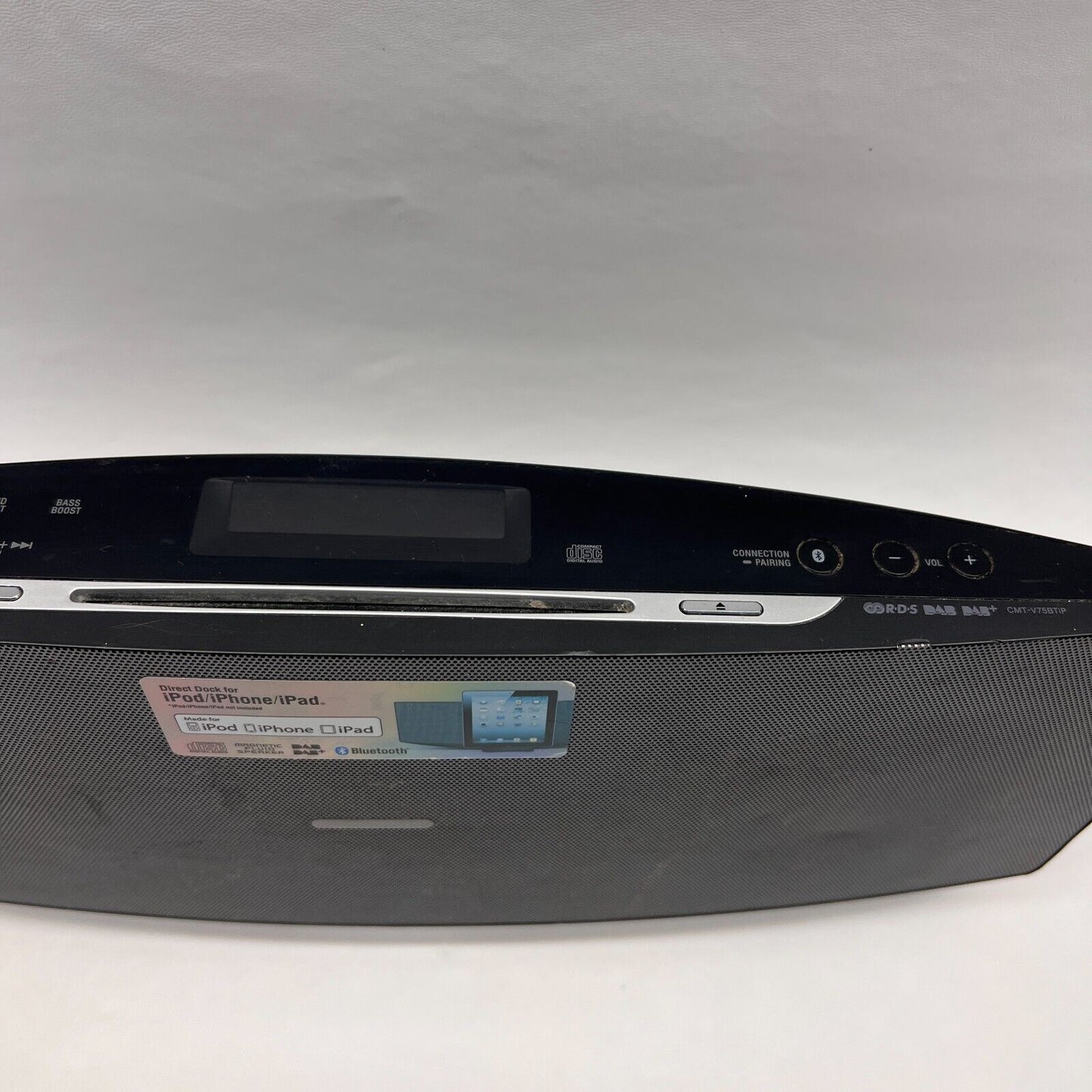 Sony CD PLAYER CMT-V75BTiP DAB+ Digital Radio & 30-Pin iPod Bluetooth Tested aux