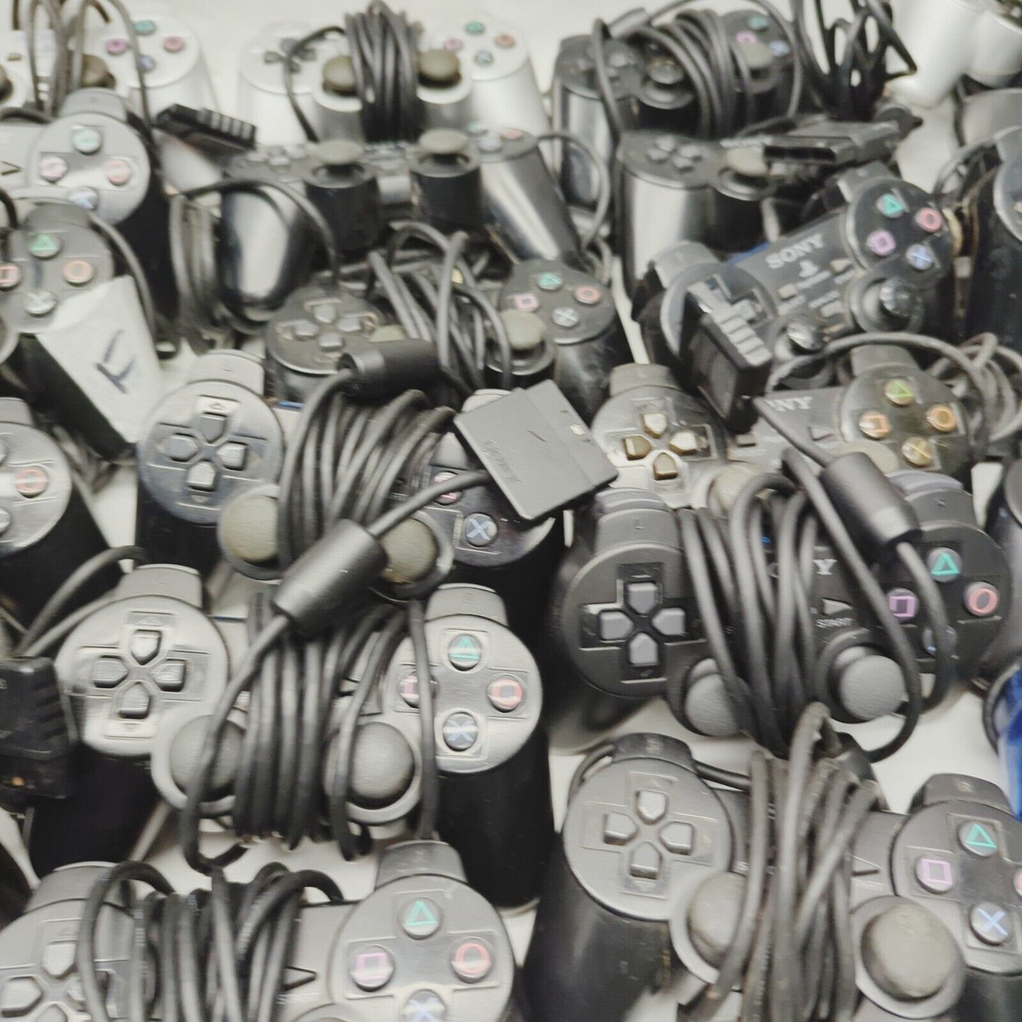 Faulty  - 38x  Genuine Playstation 2 ps2 Controllers Black Silver Job lot