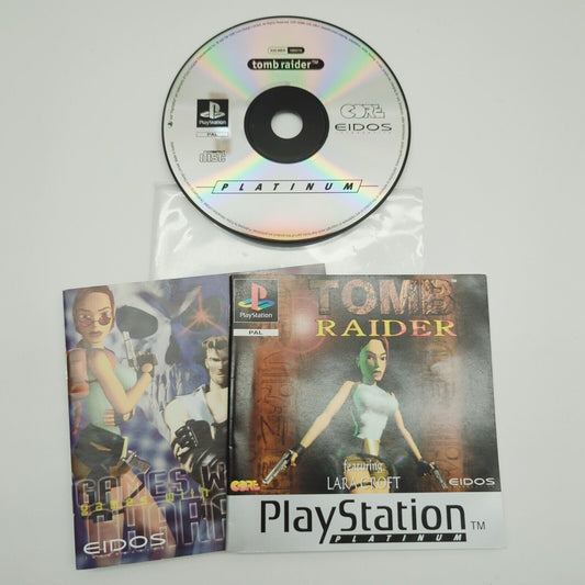 Tomb Raider platinum PS1 disc only INC MANUAL) Sony Playstation 1