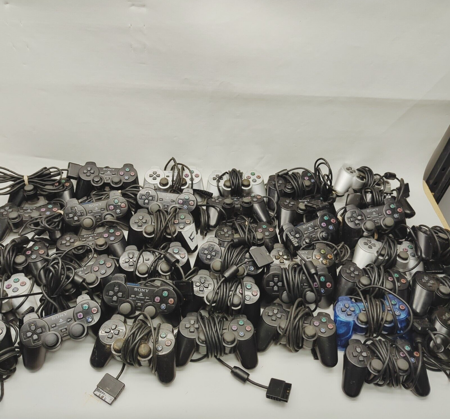 Faulty  - 38x  Genuine Playstation 2 ps2 Controllers Black Silver Job lot