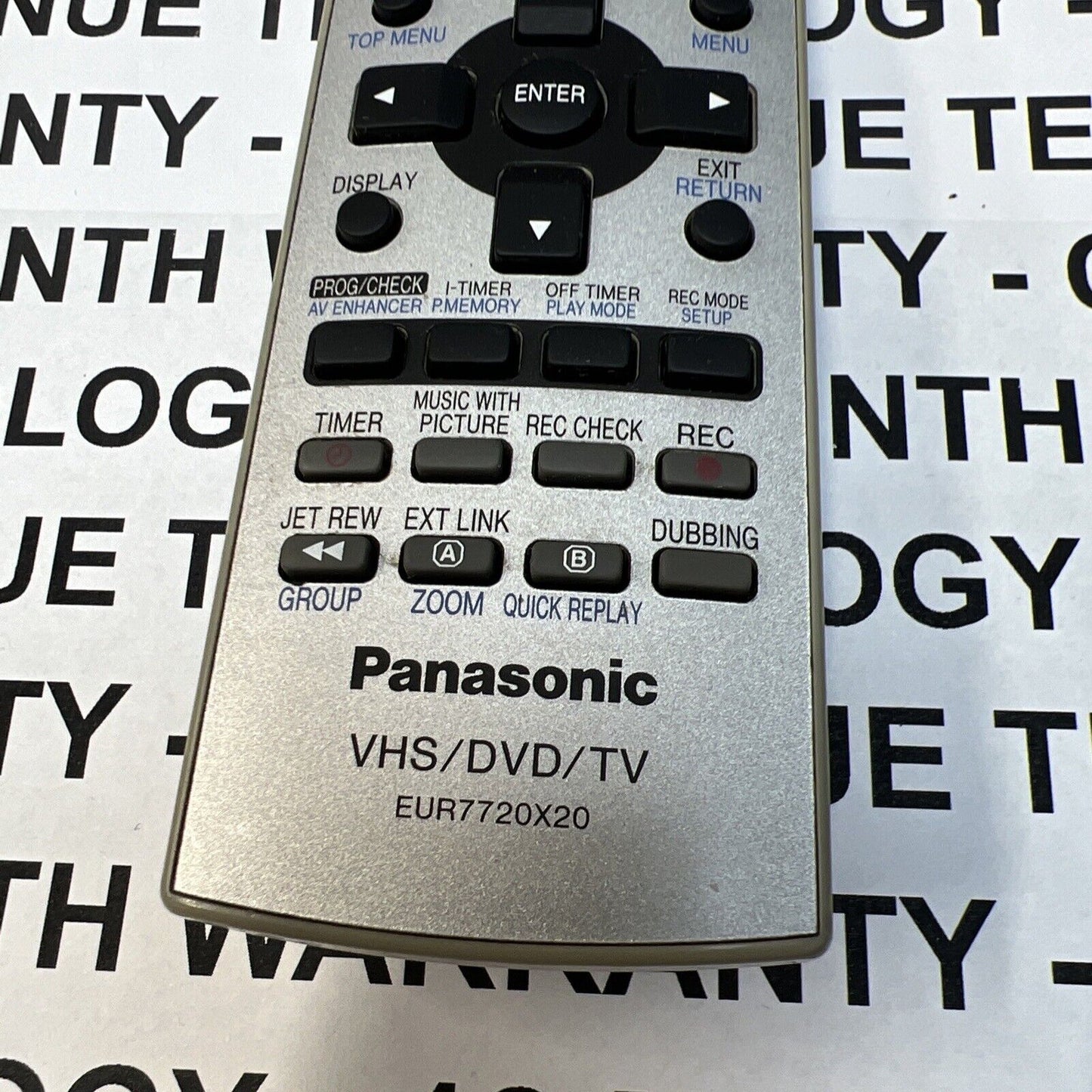 PANASONIC EUR7720X20 DVD VCR COMBINATION REMOTE CONTROL FOR NVVP31 NVVP31EB