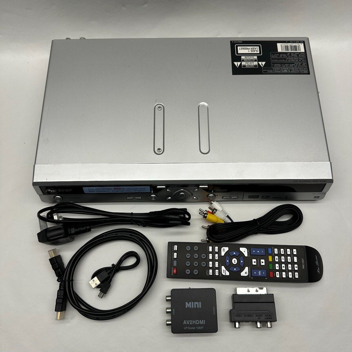 Pioneer DVR-433H-S Ultra slim DVD-R/DVD-RW Recorder with Remote av to hdmi kit