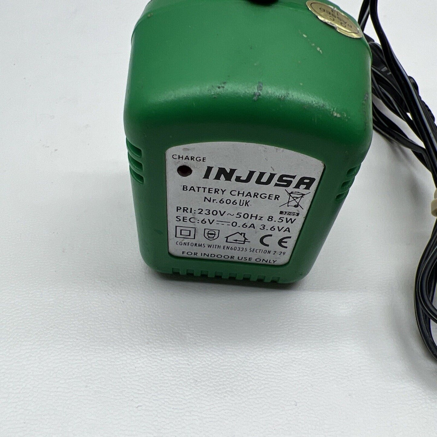 INJUSA Toys Battery A/C Power Charger 606uk IN 230v 50hz 8.5w OUT 6v 0.6a 3.6va