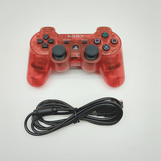 Official Transparent Crystal Clear Red Sony PlayStation PS3 DualShock Controller