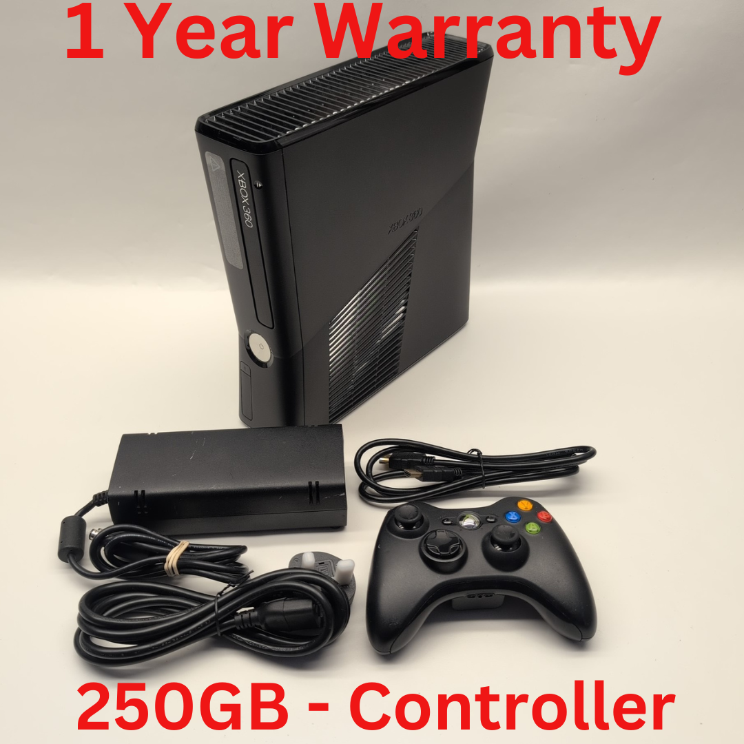 XBOX 360 SLIM Console Black 250gb  1 Genuine Controller 1 Year Warranty