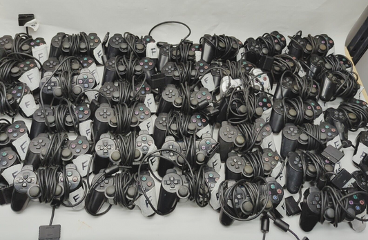 Faulty - 43x Genuine Playstation 2 ps2 Controllers Black Silver Job lot