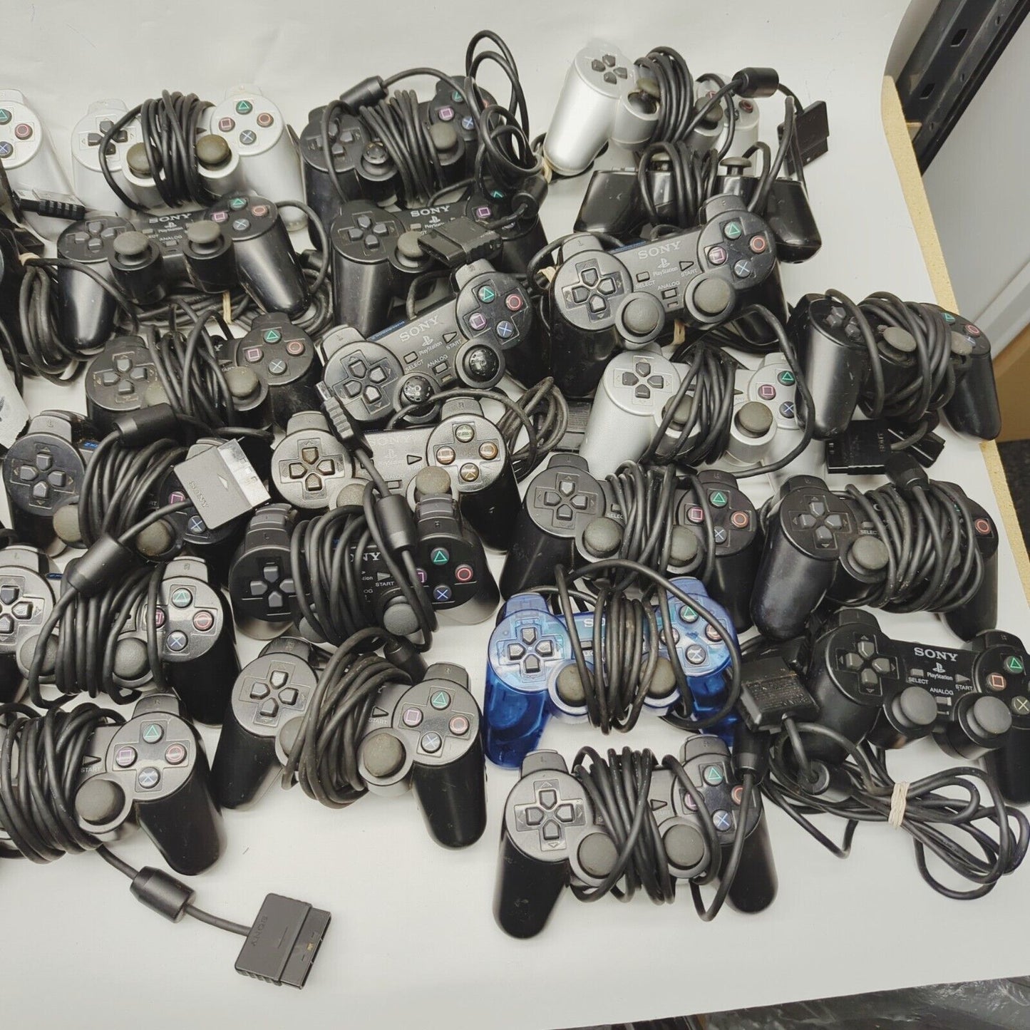 Faulty  - 38x  Genuine Playstation 2 ps2 Controllers Black Silver Job lot