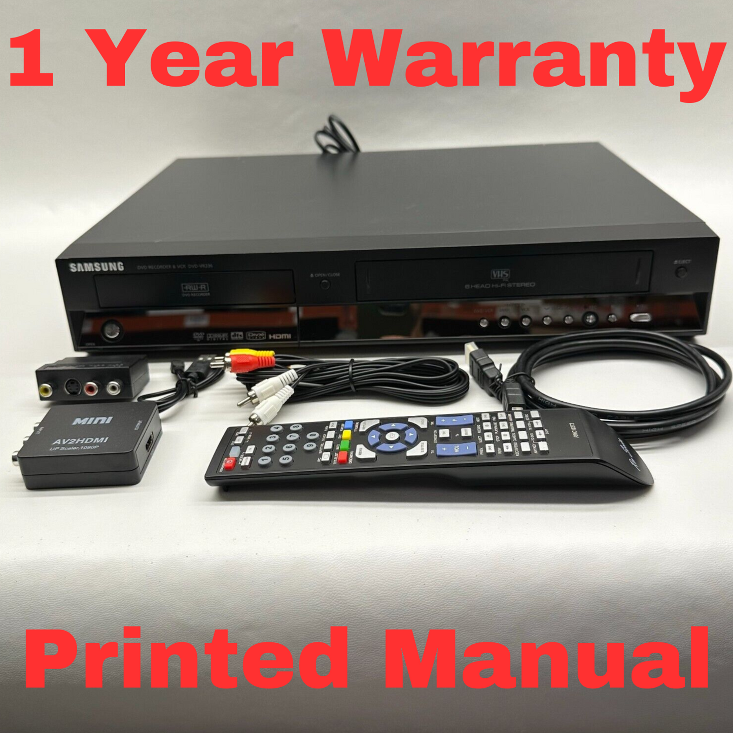 Samsung DVD-VR336 DVD VHS Recorder Copy VHS to DVD dubbing Remote HDMI Warranty